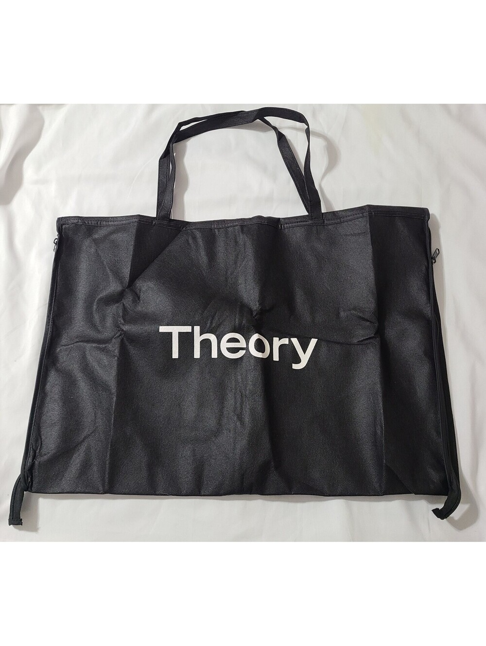 Theory Black Garment Bag Sz 46"x23" Travel Storage Suit Zipper Tote Portable EUC